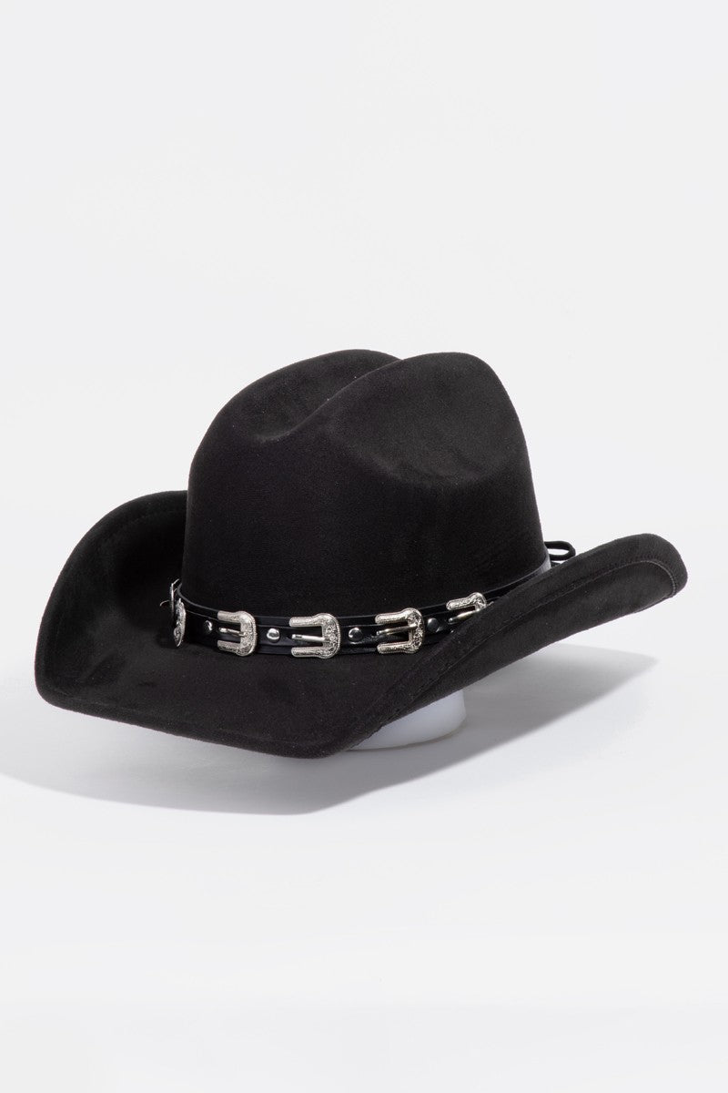 Black Belt Strap Cowboy Hat