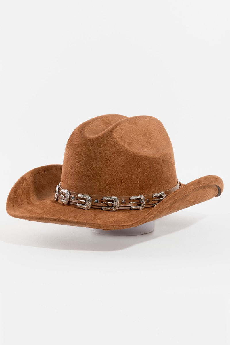 Brown Belt Strap Cowboy Hat