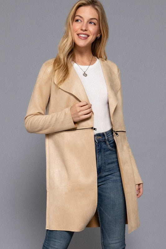 Taupe Suede Long Jacket