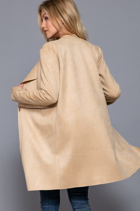 Taupe Suede Long Jacket