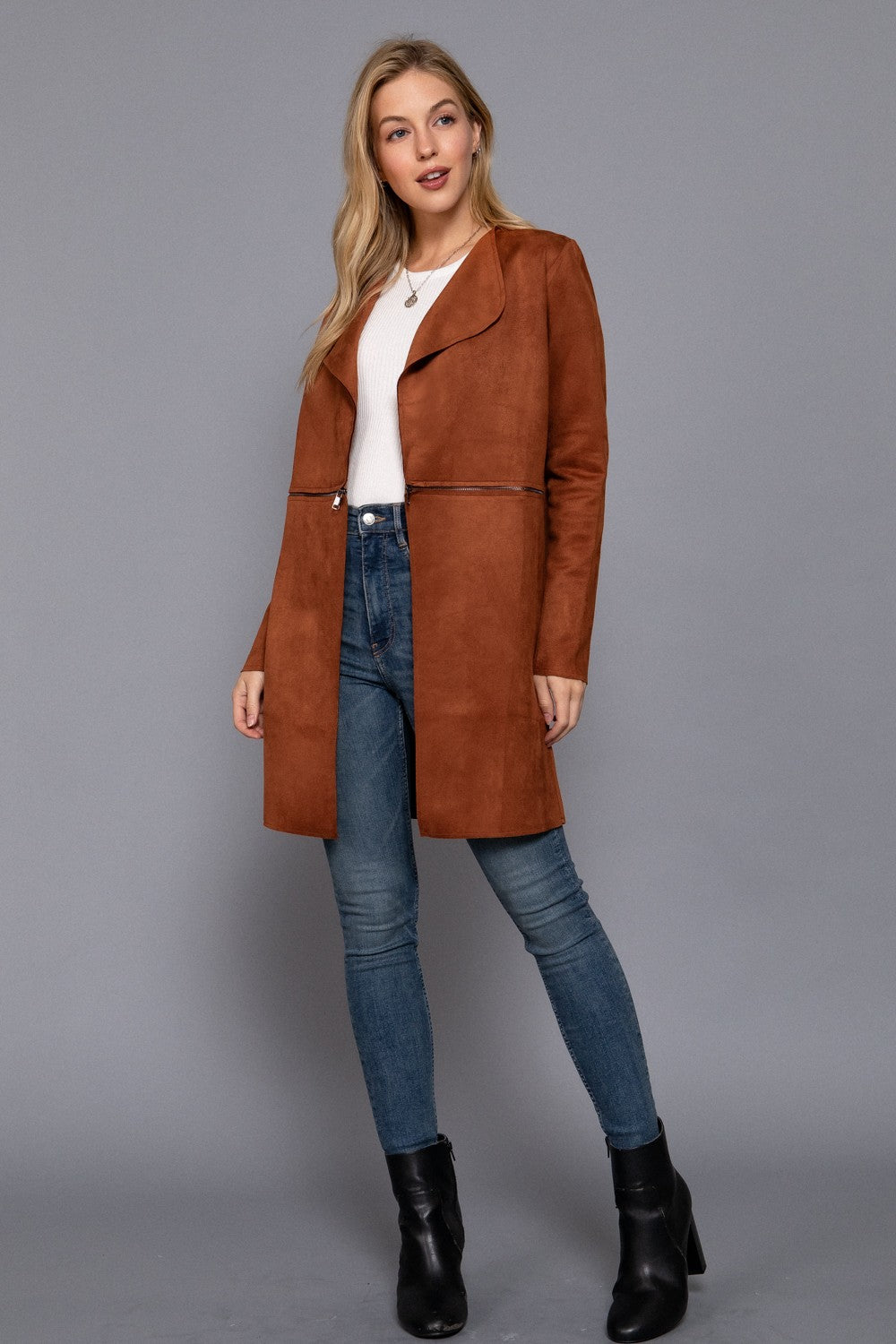 Chestnut Suede Long Jacket