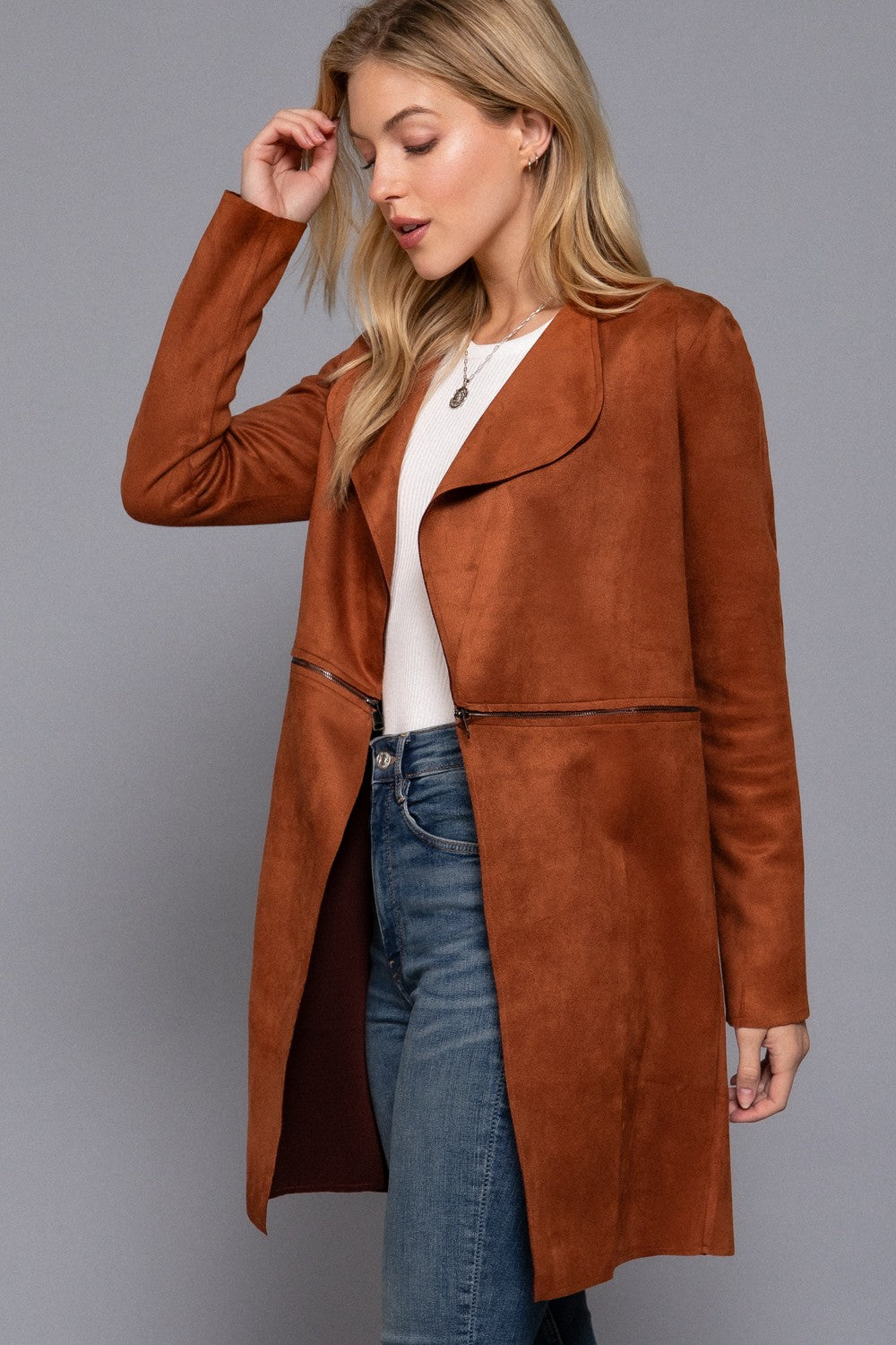 Chestnut Suede Long Jacket