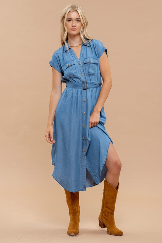 Belted Button Down Dress