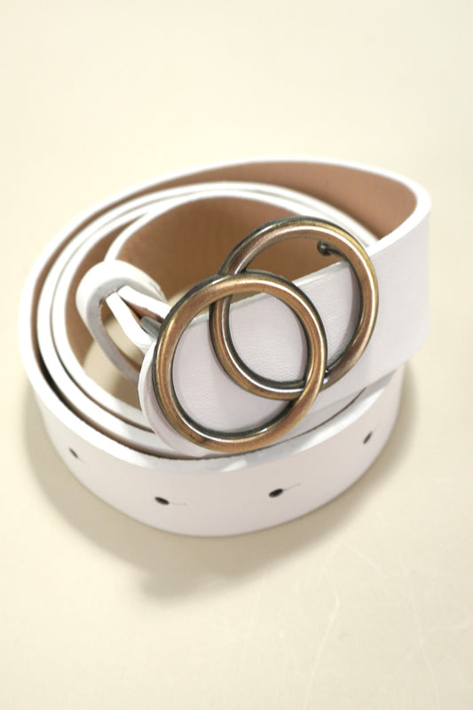 Off White Double O Buckle Faux Leather Belt