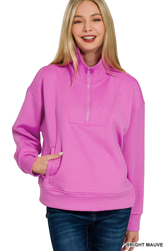 Bright Mauve Half Zip Pullover