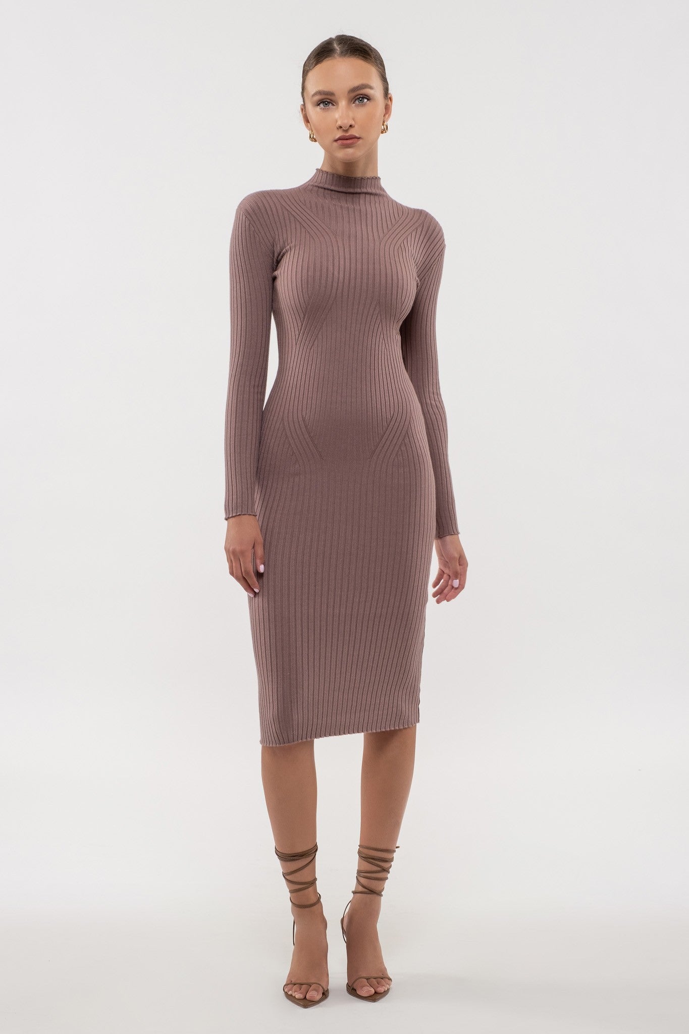 Mocha Mock Neck Sweater Dress