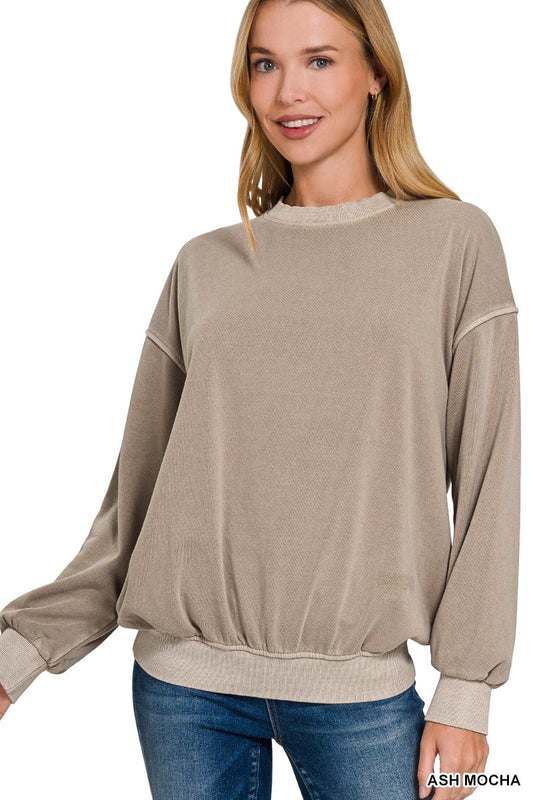 Mocha Fleece Round Neck Sweatshirt