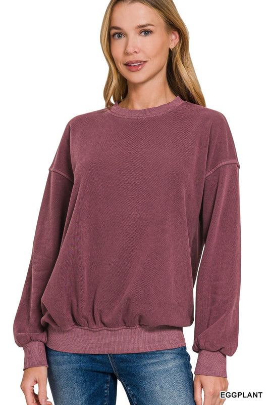 Burgundy Fleece Round Neck Sweatshirt