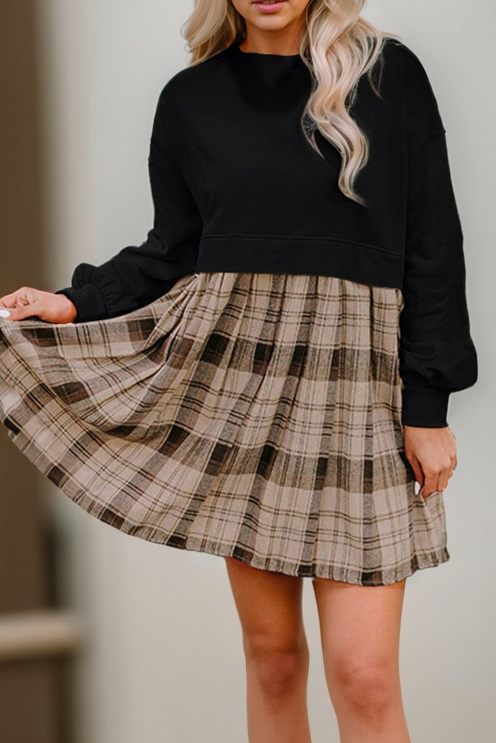 Plaid Sweatshirt Dress