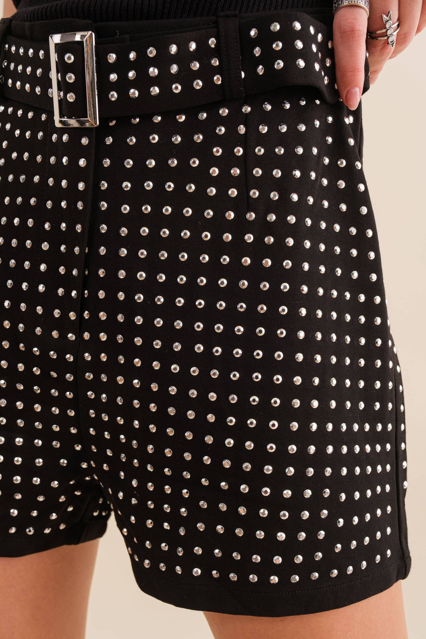 Studded Belted  Shorts