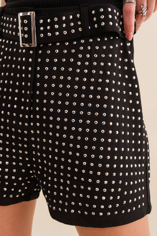 Studded Belted  Shorts