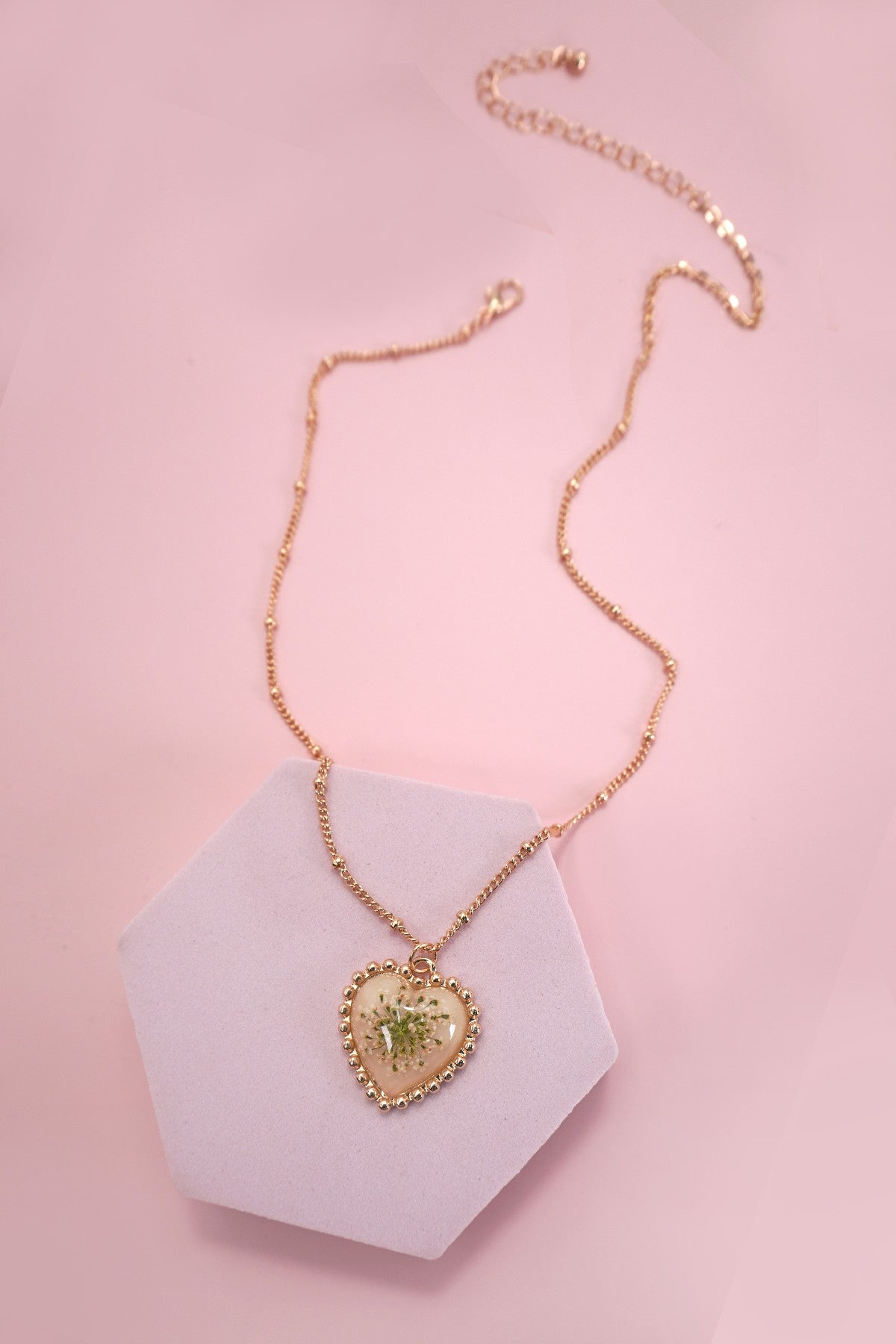 Opal Flower Gold Heart Necklace