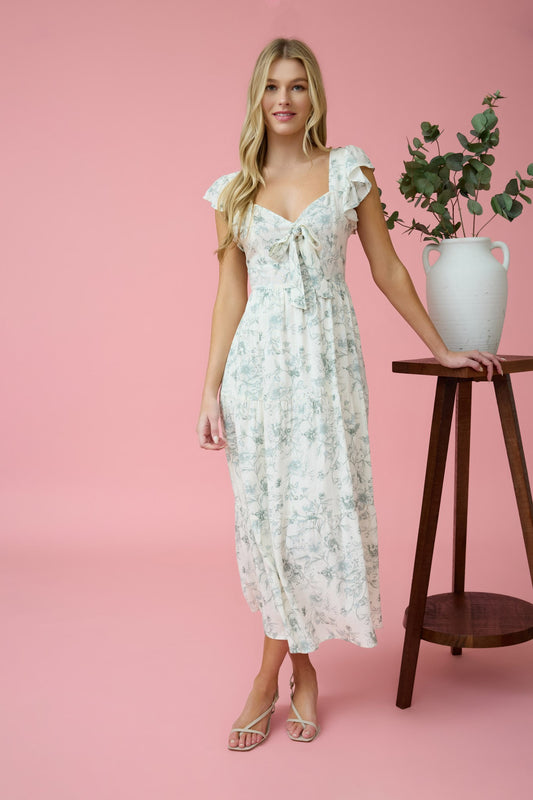 Sage Sweetheart Neckline Dress