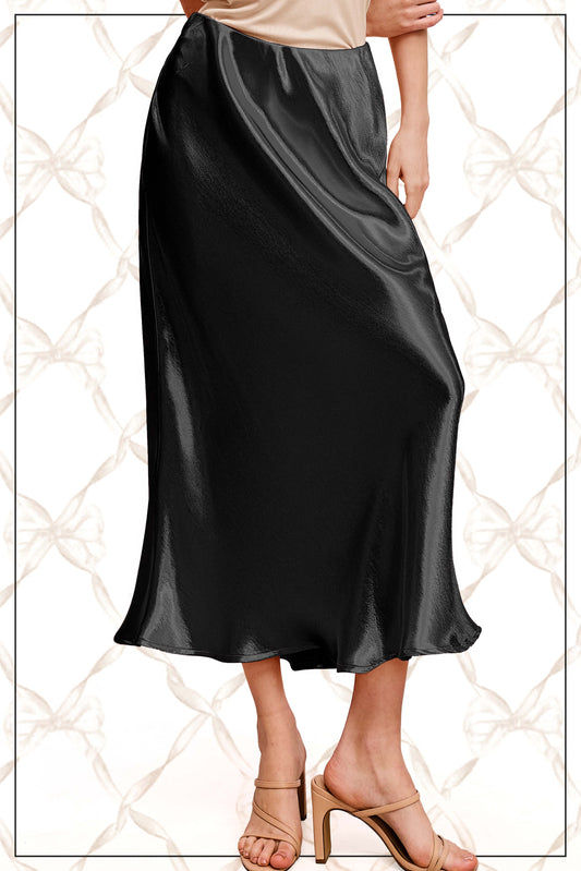 Black Satin Maxi Skirt