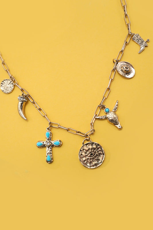 Charm Necklace-western Cross Cowboy Hat