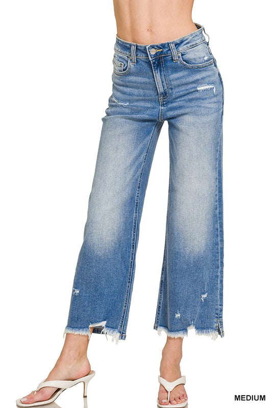 Medium Wash Raw Hem Jean