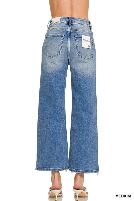 Medium Wash Raw Hem Jean