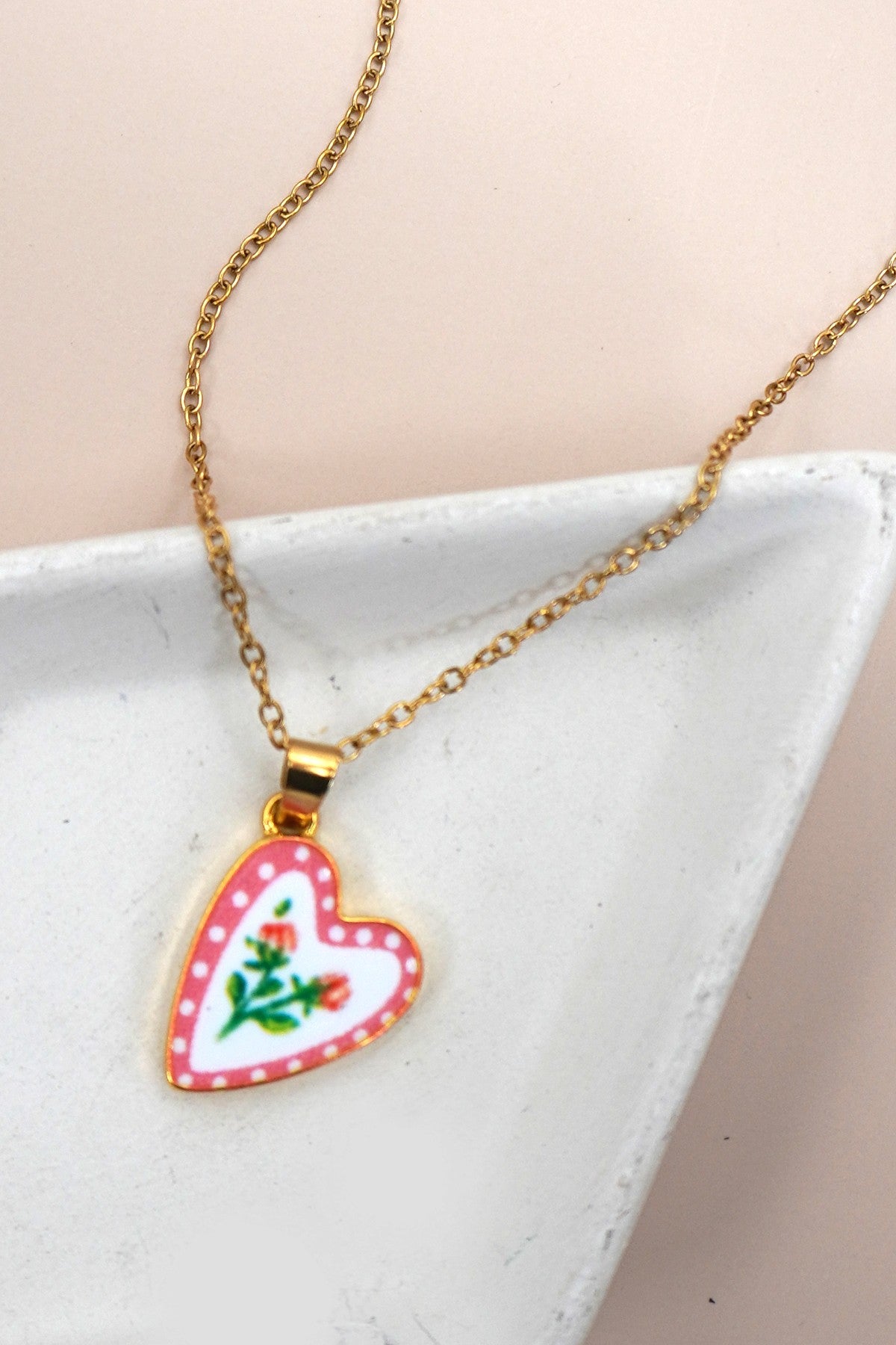 18k Stainless Steel Waterproof Heart Necklace