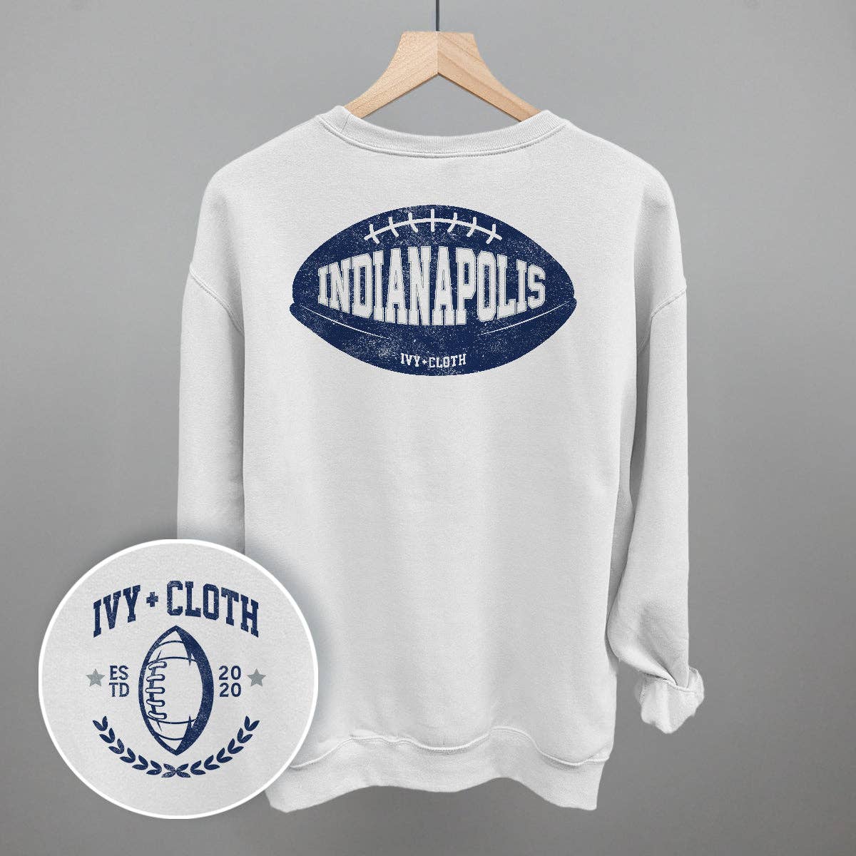 Colts Football (Back Print): Oatmeal Sweatshirt