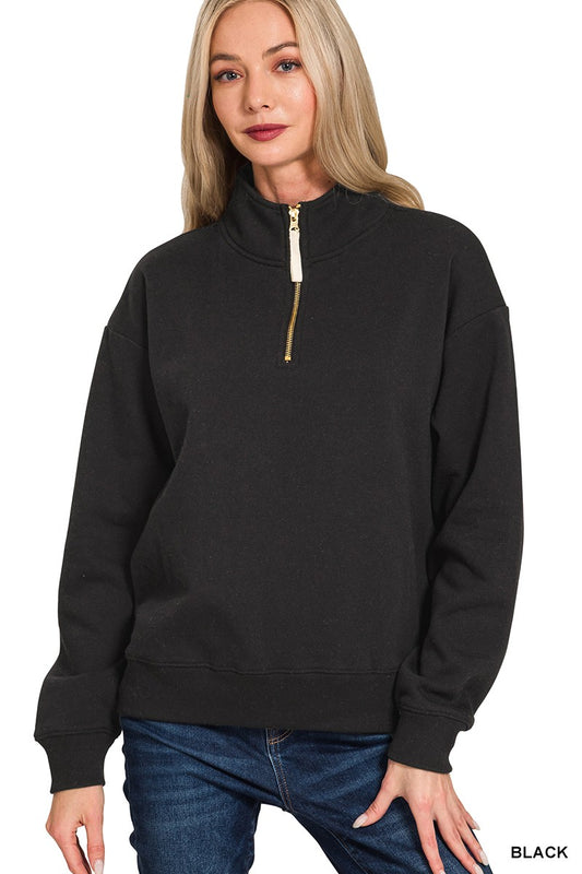 Black Quarter Zip Pullover