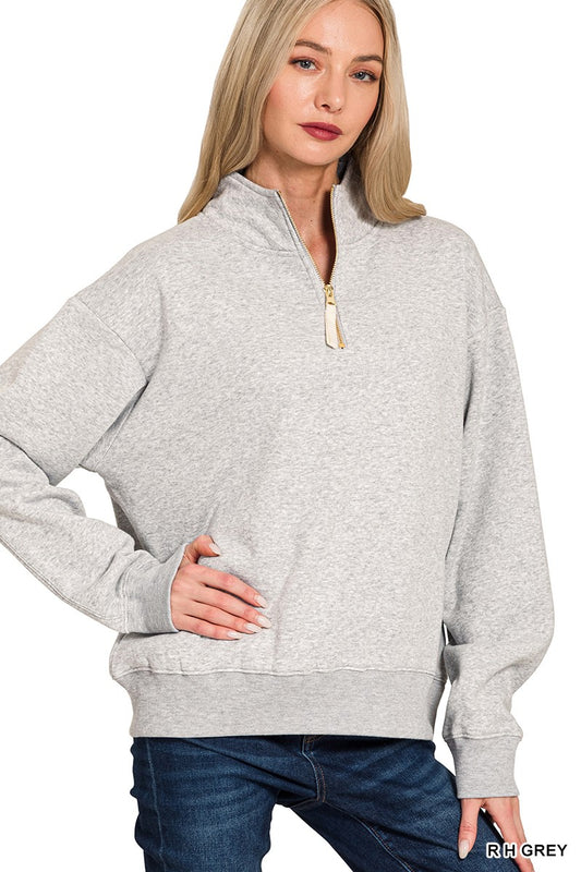 Heathered Grey Quarter Zip Pullover