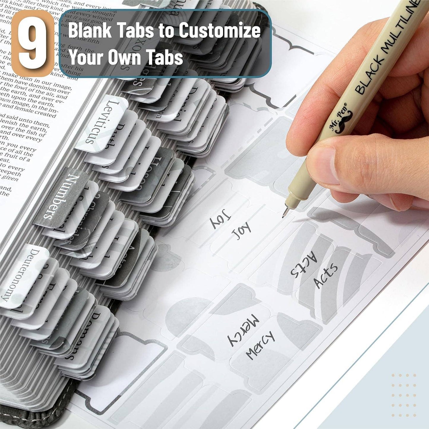 Mr. Pen Gray Bible Tabs - 75 Durable Labels