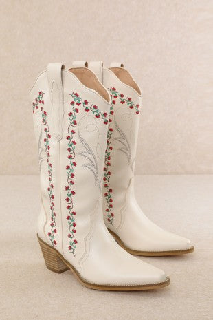 Vine Embroidered Western Boot