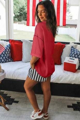 USA Graphic Loose Ribbed Top