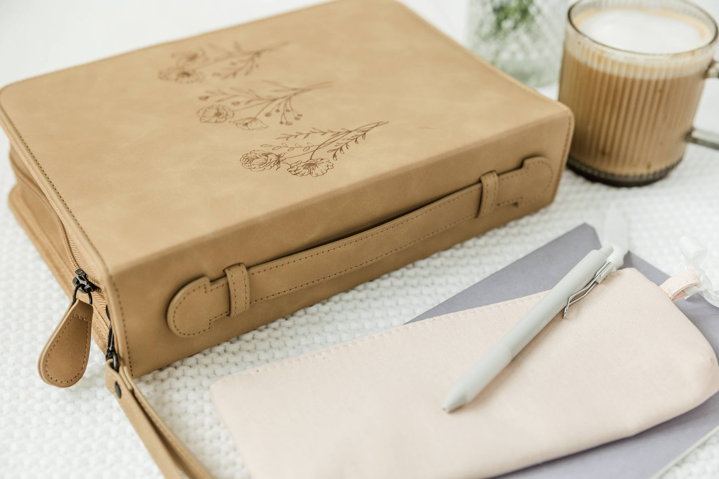 Bible Cover, Vegan Leather Bible Case, Trio Floral