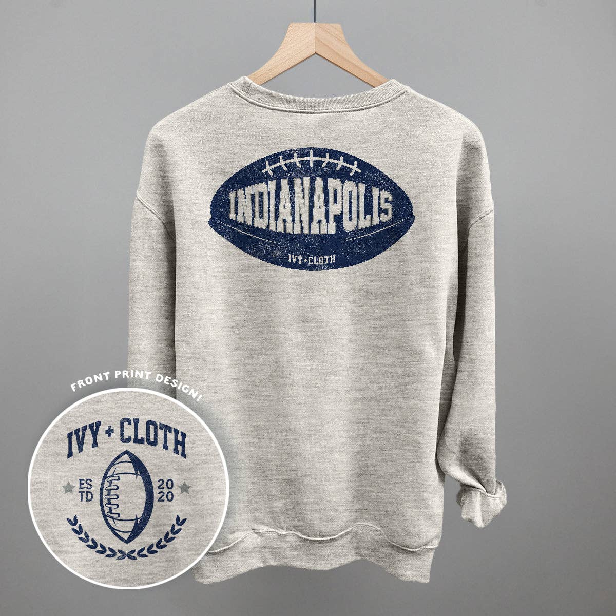 Colts Football (Back Print): Oatmeal Sweatshirt