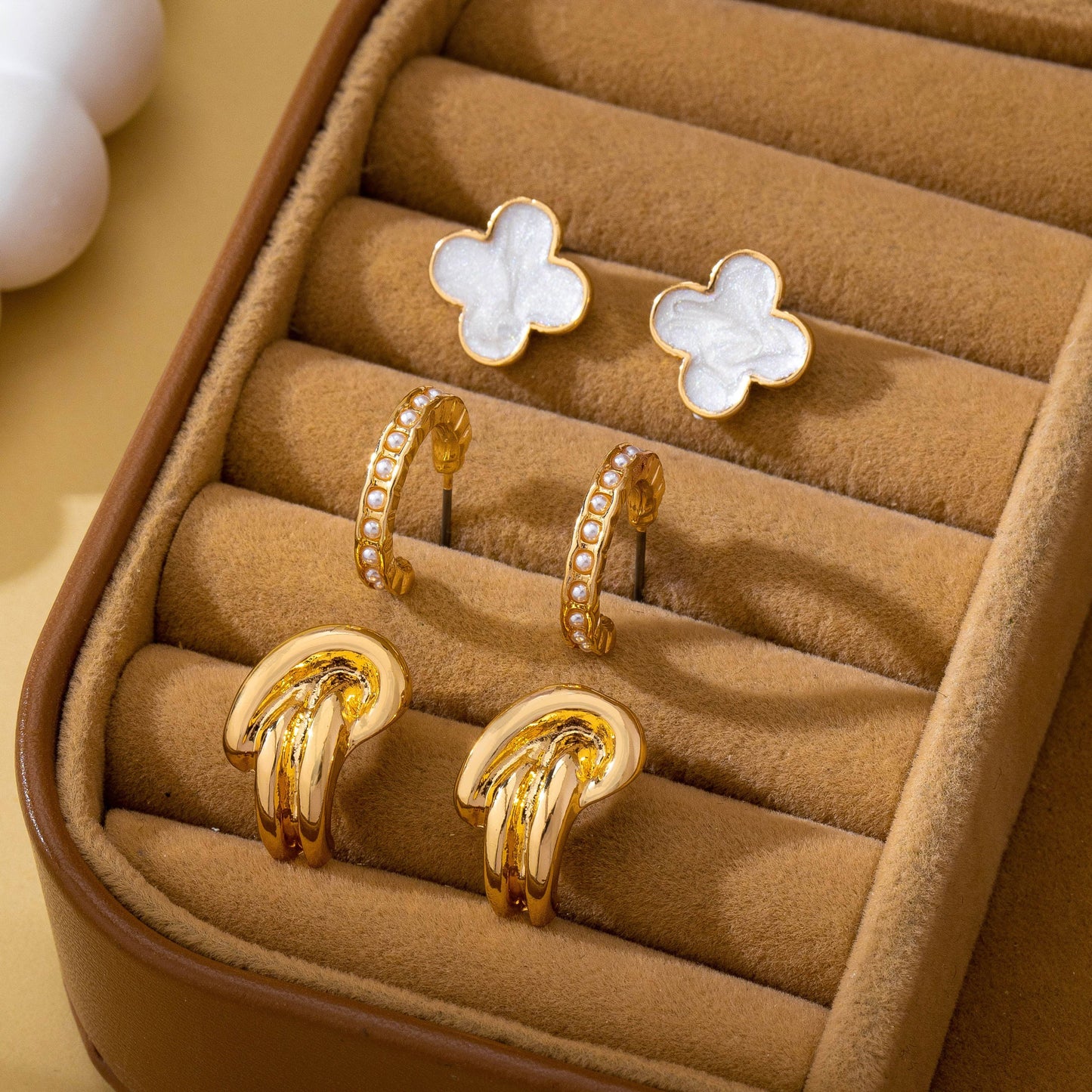 Gold Huggie Hoop Earring Set