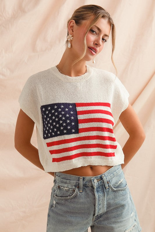 American Flag Sweater Top
