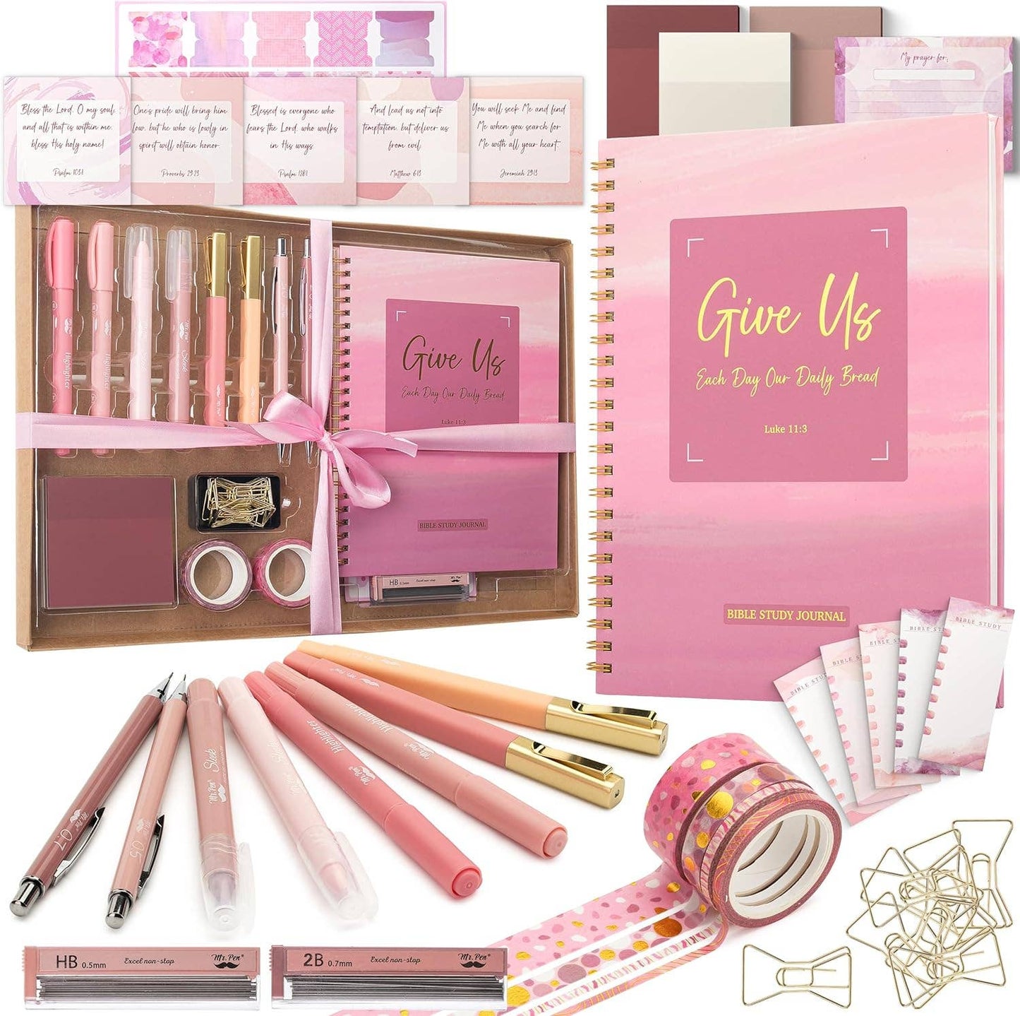 Pink Bible Journaling Kit, Bible Highlighters and Pens No