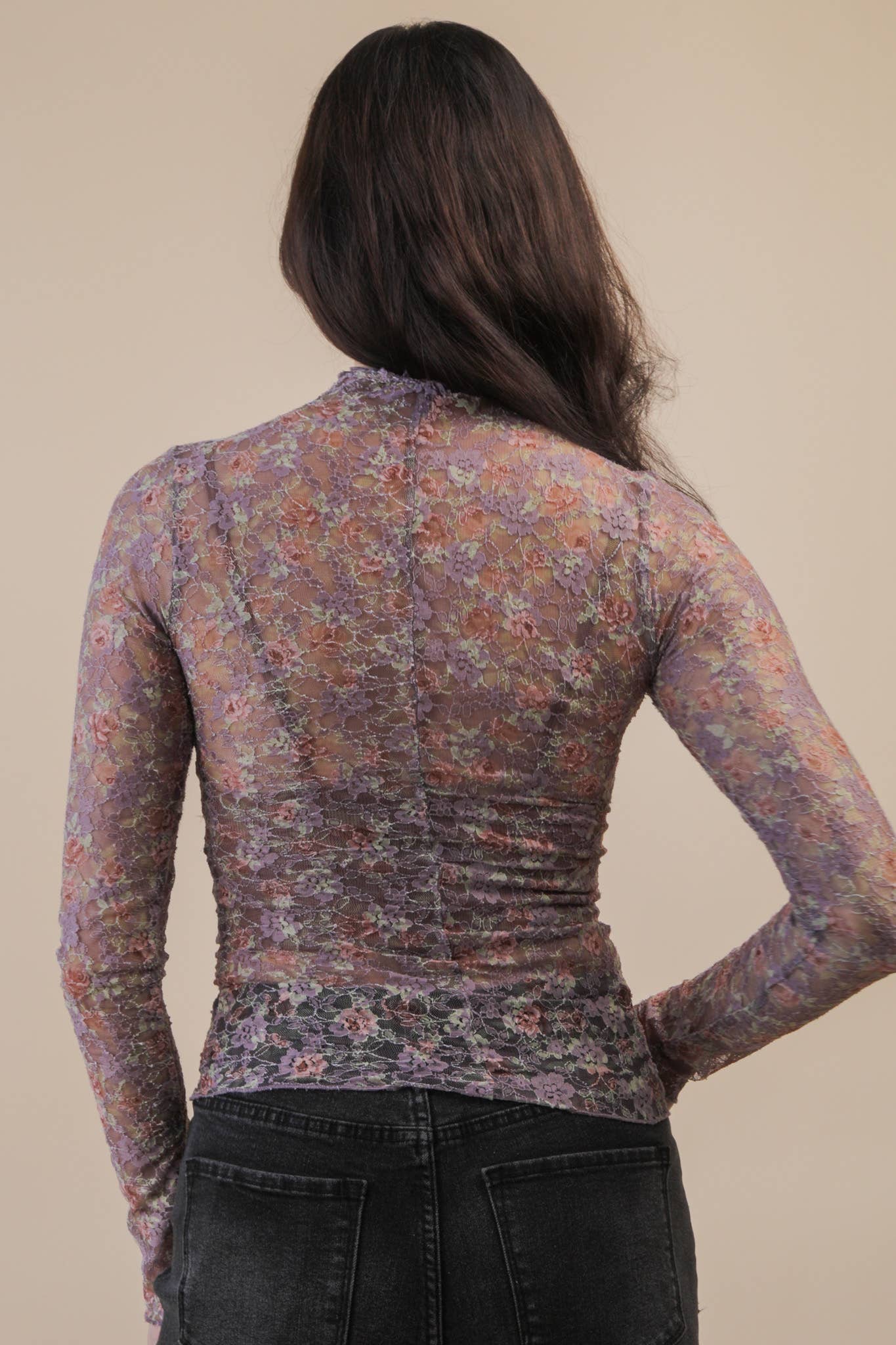 Mauve Floral Sheer Layering Top