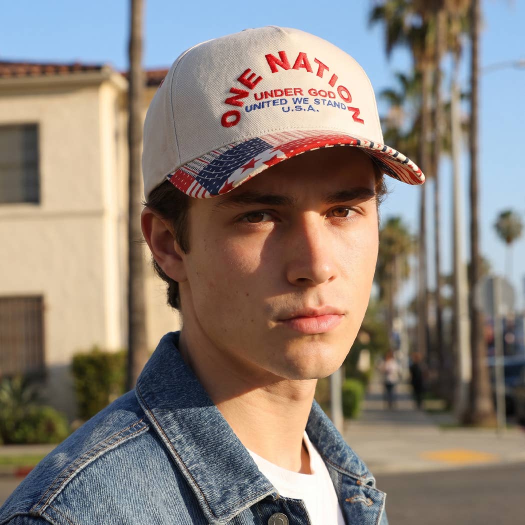 "ONE NATION UNDER GOD" Patchwork Trucker Hat