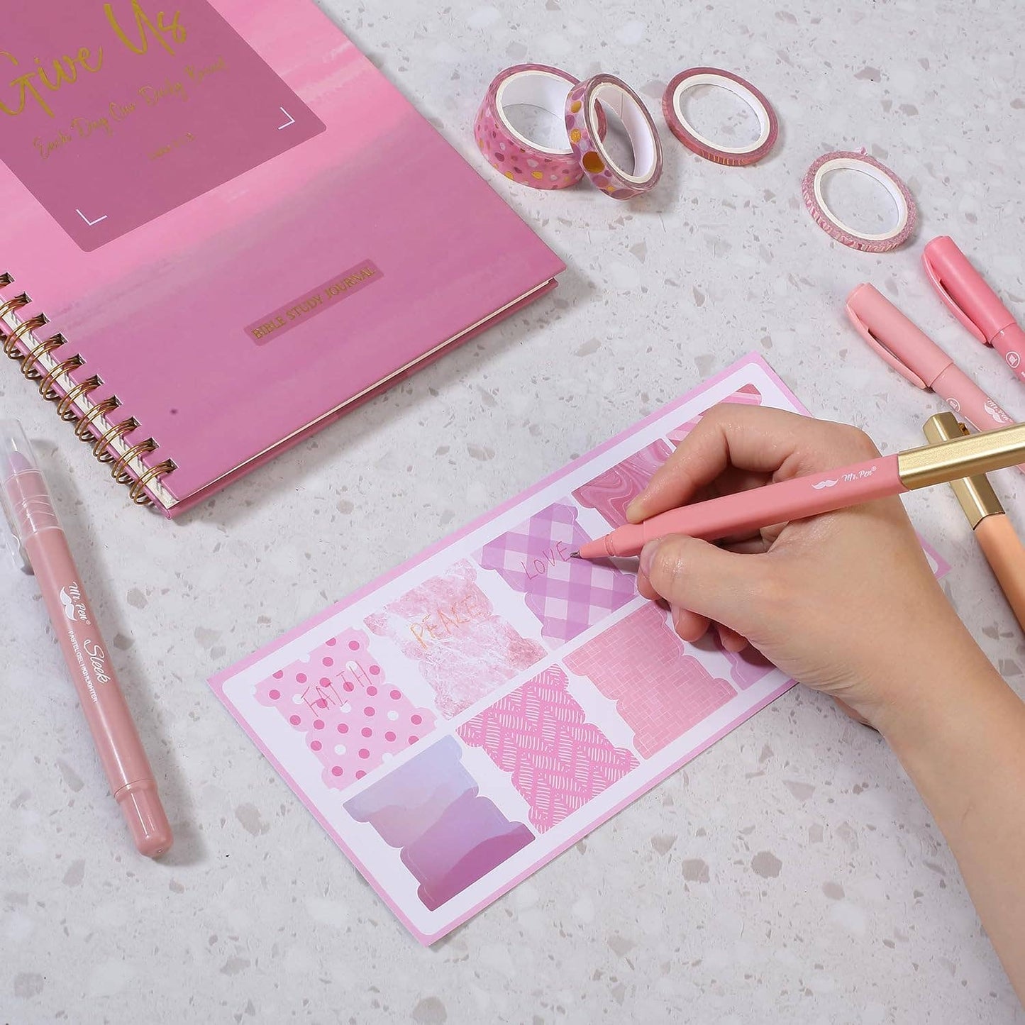 Pink Bible Journaling Kit, Bible Highlighters and Pens No