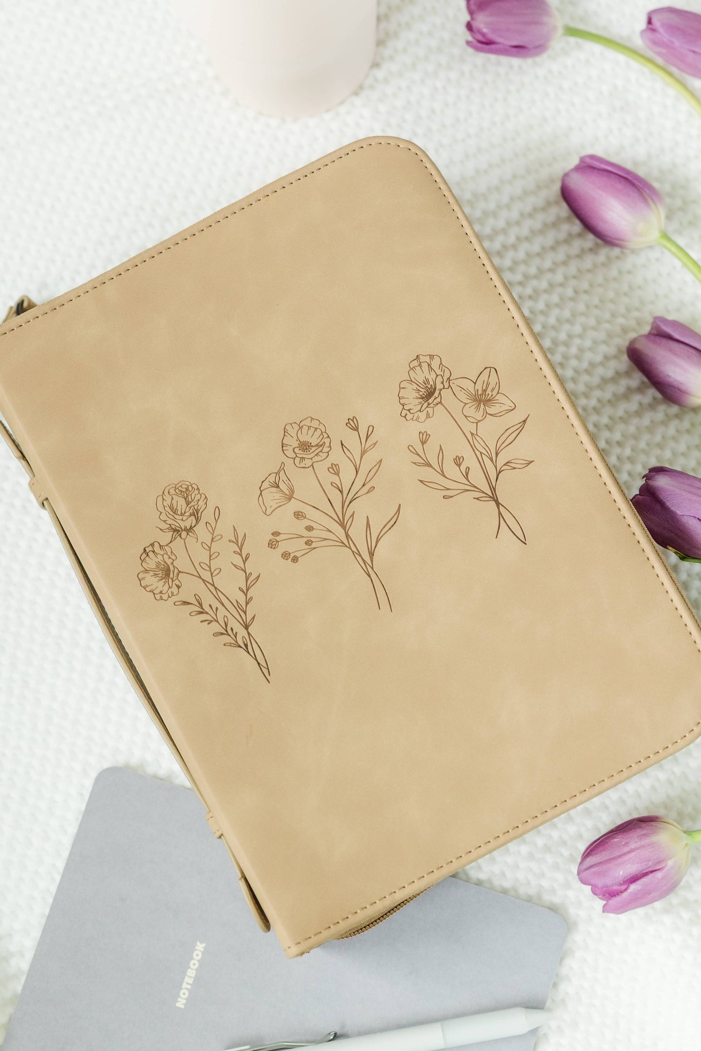 Bible Cover, Vegan Leather Bible Case, Trio Floral