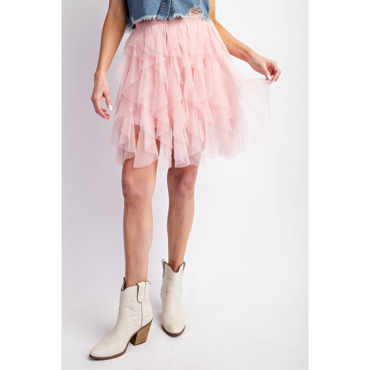 Tulle Mesh Layered Mini Skirt
