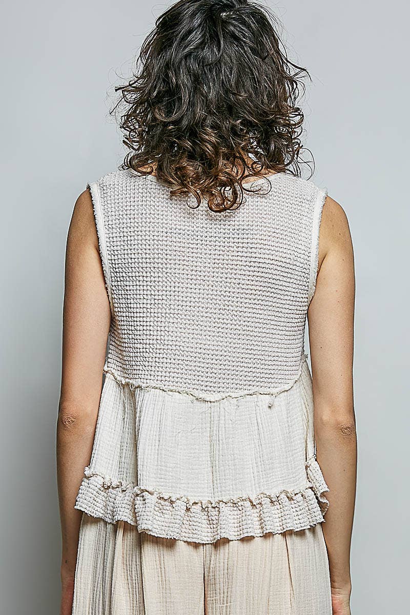 Sleeveless Cropped Babydoll Top