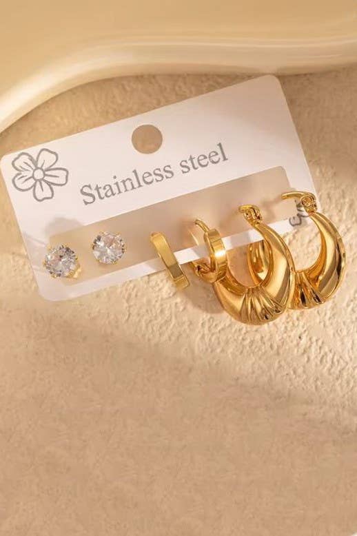 18K STAINLESS STEEL WATERPROOF TARNISH FREE HOOPS
