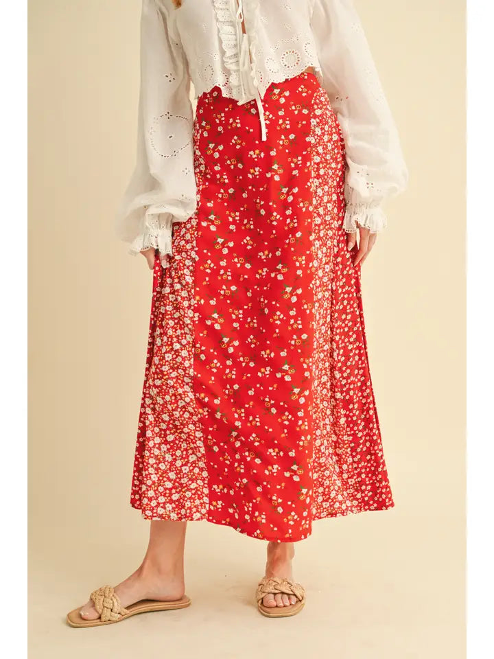 Red Floral Skirt