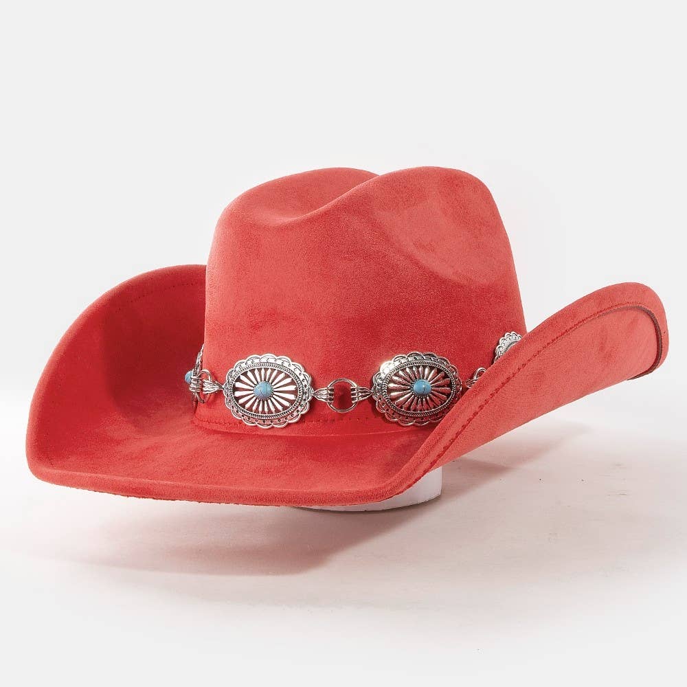 Turquoise Stud Concho Belt Western Cowboy Hat: SBK