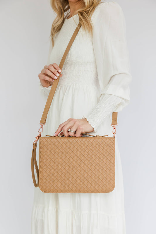 Crossbody  Weave Bible Case: CARAMEL