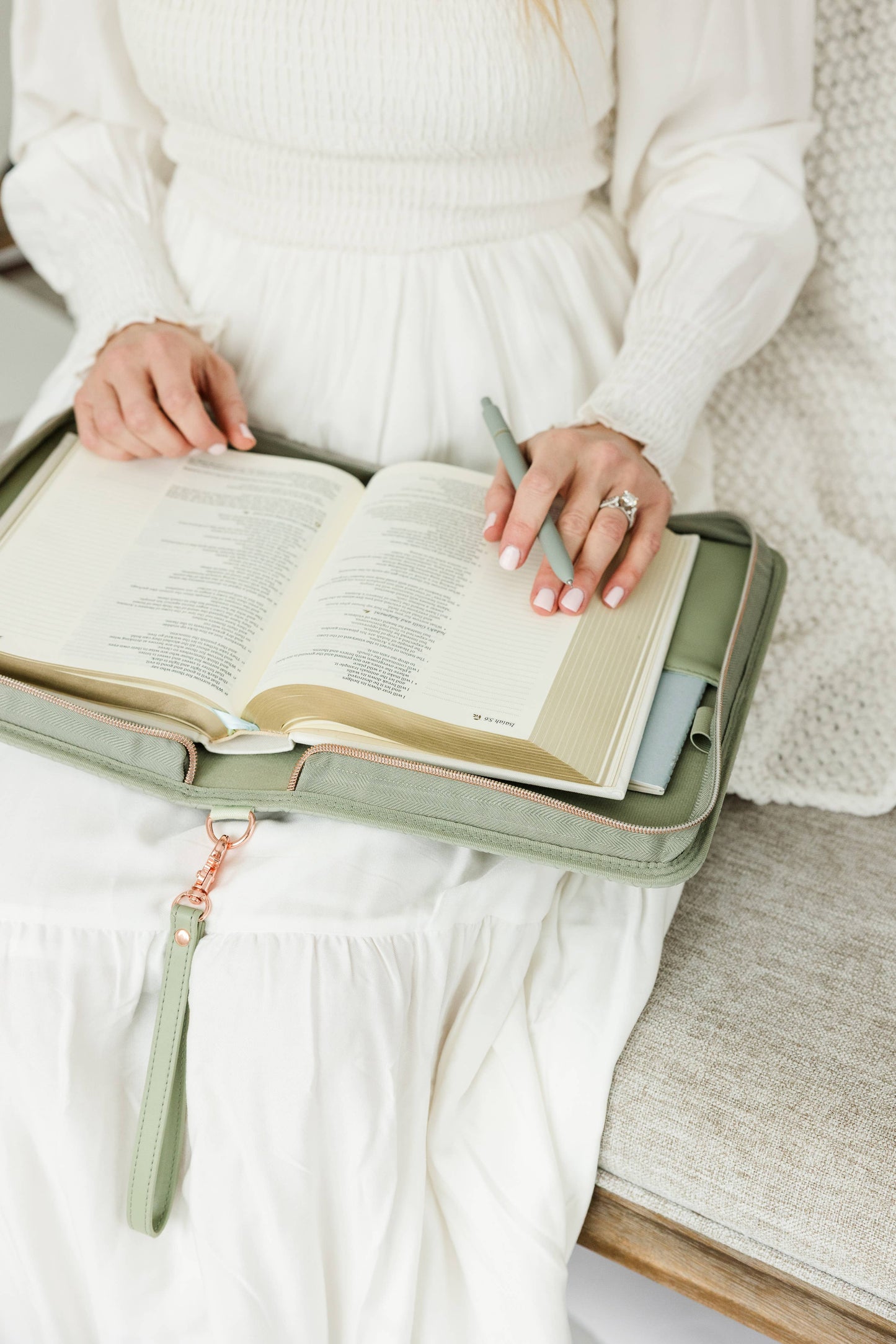 Crossbody Weave Bible Case: SAGE
