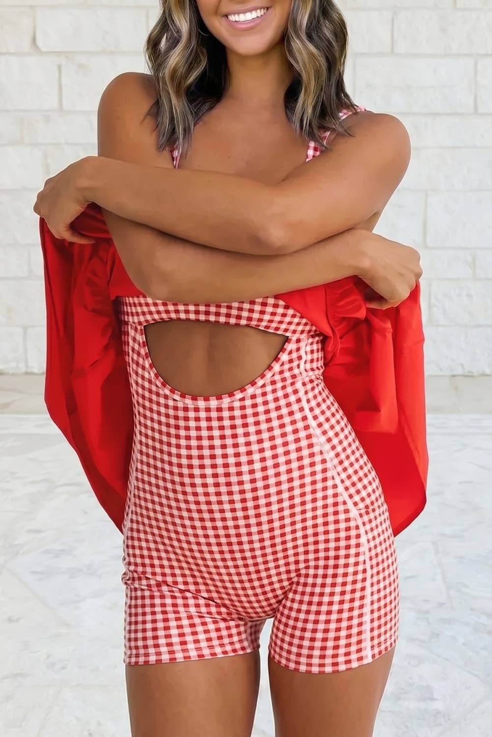 Gingham Contrast Patchwork Loose Mini Dress