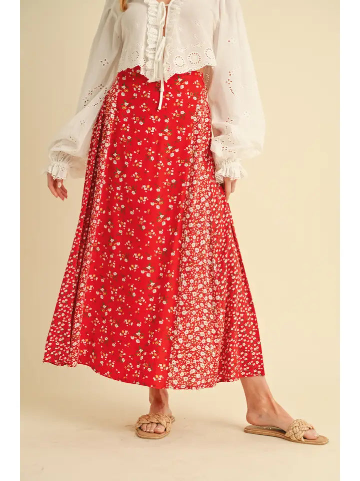 Red Floral Skirt