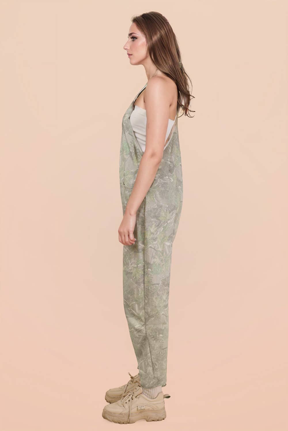 Casual Loose Fit Camo Knit Baggy Jumpsuit