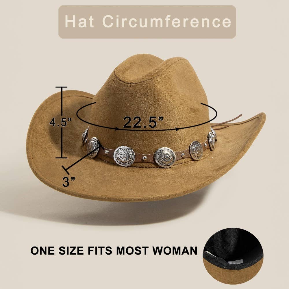 Round Concho Disc Belt Western Cowboy Hat