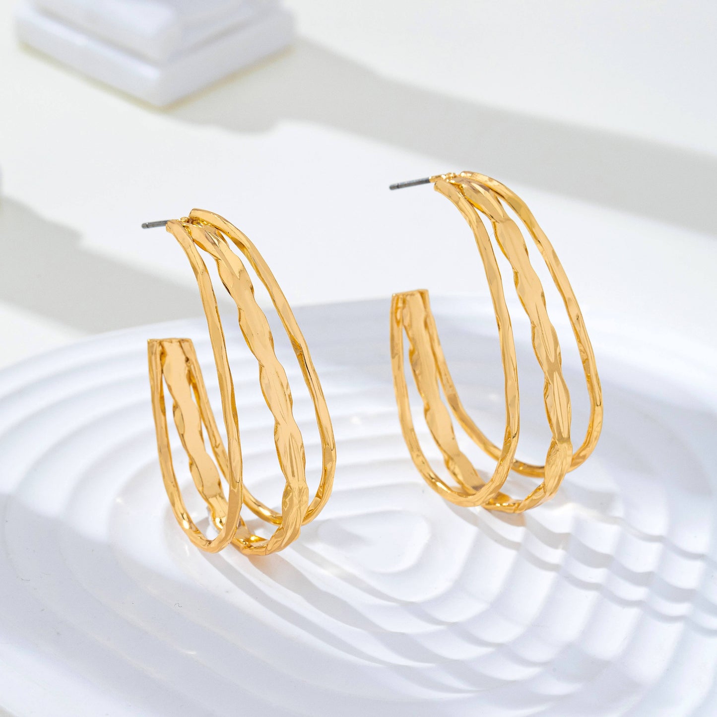Gold-Tone Triple Layer Hoop Earrings