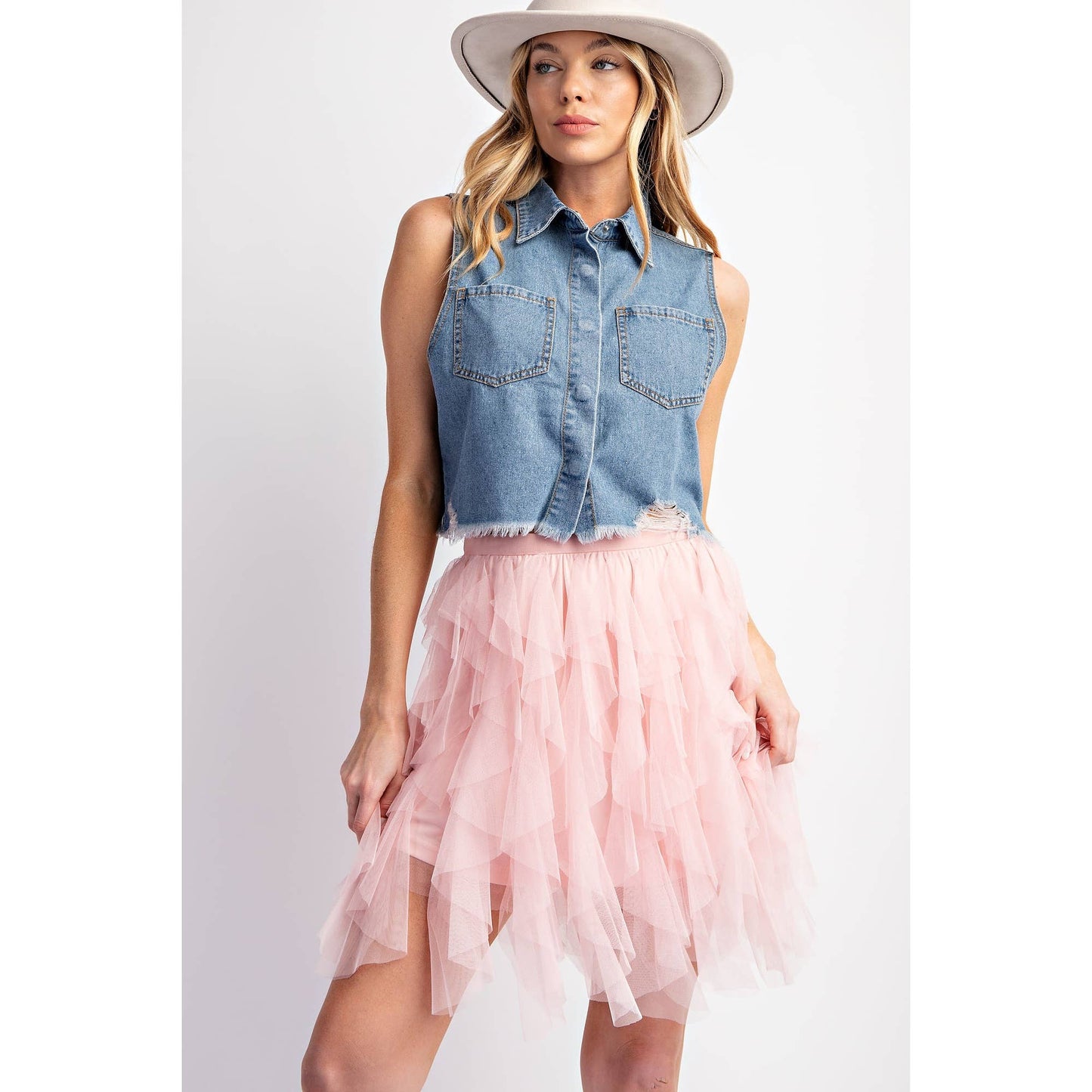 Tulle Mesh Layered Mini Skirt
